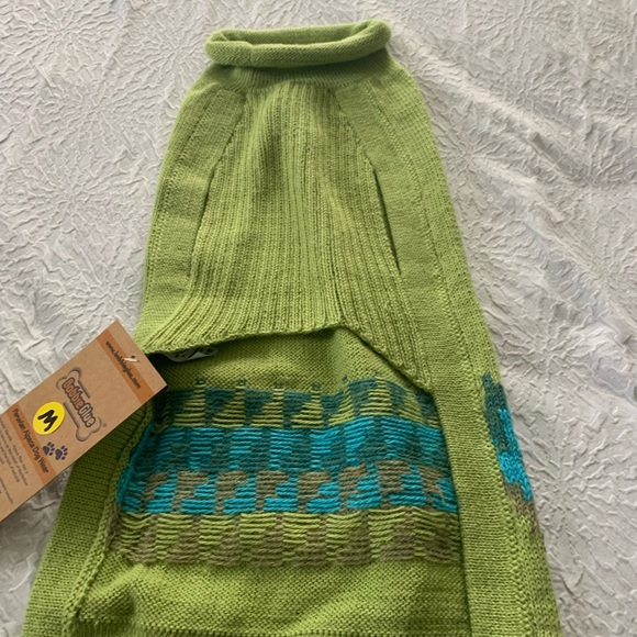 Green and Blue Alpaca Valentino Dog Sweater - Picture 2 of 3